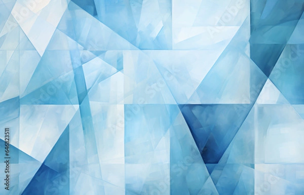 Fototapeta Contemporary Abstract Blue Geometric Background with Layered Textured Shapes