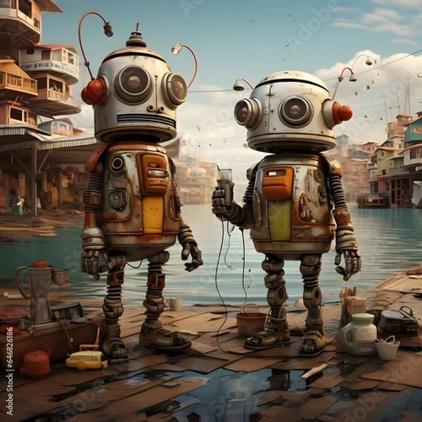Obraz Robots on the Dock