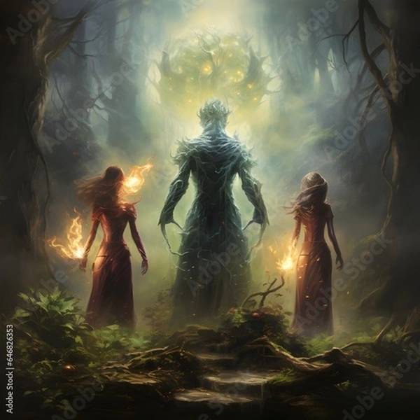 Obraz Elemental female magicians