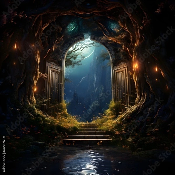 Obraz Forest Door at Night