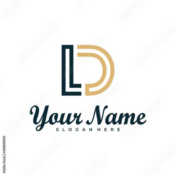 Obraz Letter LD logo design vector. Luxury LD logo design template concept
