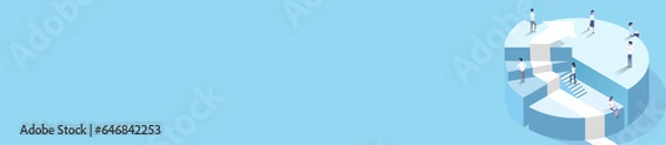 Fototapeta isometrci abstract blue background illustration of graph with business people