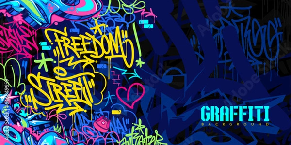 Fototapeta Abstract Colorful Urban Style Hiphop Graffiti Street Art Vector Illustration Background Element