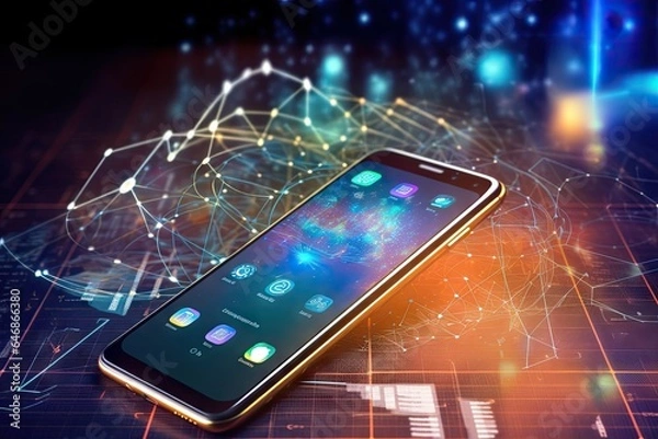 Obraz Modern smartphone representing the convergence of cutting-edge technologies