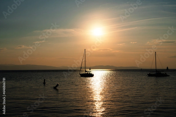 Obraz sunset lake champlain