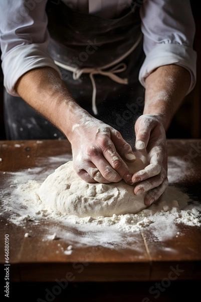 Obraz hands kneading dough