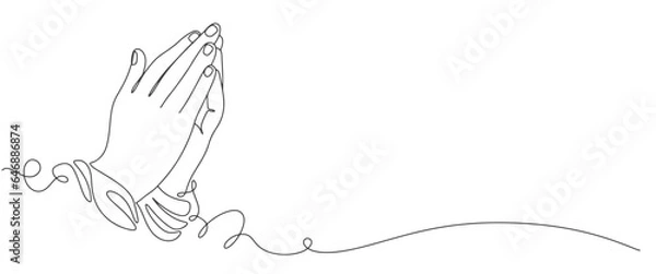 Obraz Praying hand line art vector illustration
