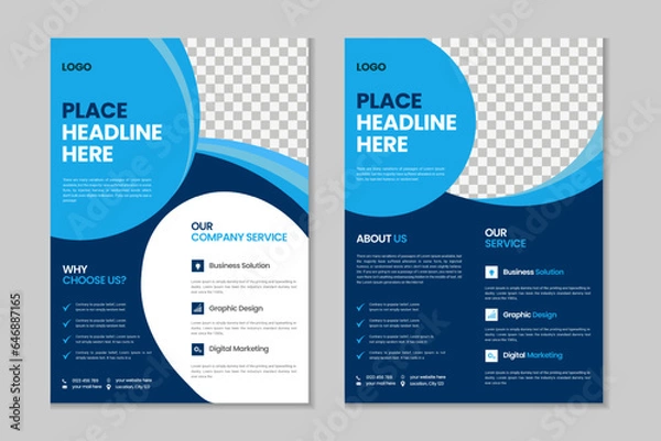 Fototapeta Corporate book cover design, flyer template design set, business brochure, design elements, annual report, portfolio, magazine, poster, modern presentation, a4 size banner template design