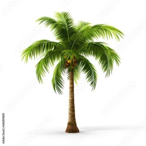 Fototapeta Tropical Palm Tree Isolated on White Background - Ideal for Travel and Relaxation Themes