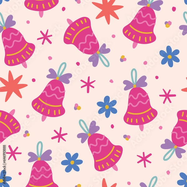 Fototapeta Christmas bells seamless pattern. Christmas pattern. Christmas digital paper. Christmas bells background