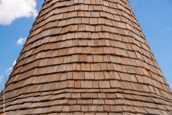 Obraz Close up of roof covered with wooden shingles