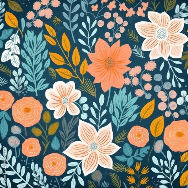 Fototapeta seamless pattern with flowers