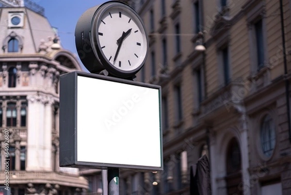 Obraz Blank white poster under a clock in Milan.