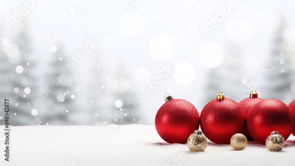 Fototapeta 
Christmas Elegance.Nordic Christmas.Christmas Serenity.Modern Christmas.Christmas elements with generous copyspace.Festive cheer with a lot of blank space.Whitespace.