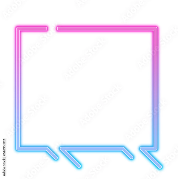 Fototapeta Square neon glowing abstract frame