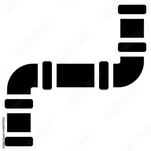 Fototapeta pipe icon in glyph style isolated on transparent background. Construction tools, vector illustration for graphic design projects