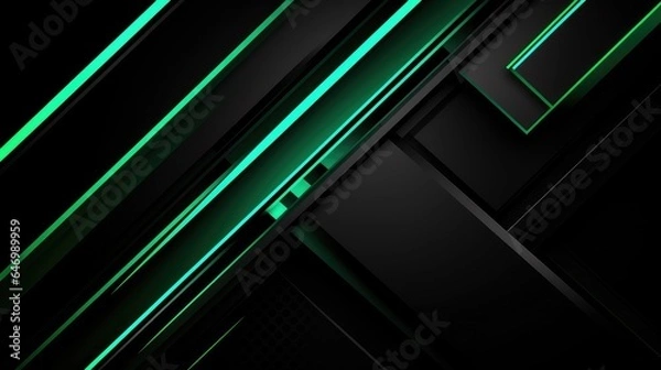 Fototapeta Black and green technological background, generated by AI