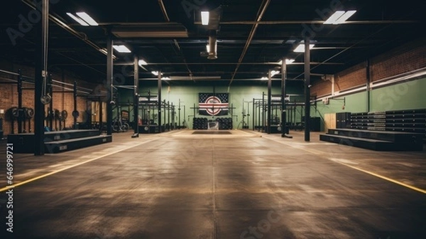 Fototapeta background of an empty crossfit gym. copy space