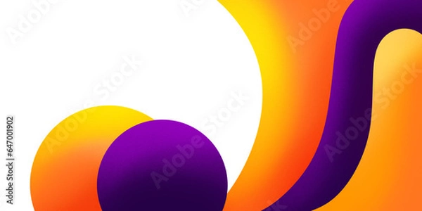Fototapeta Colorful 3d abstract fluid forms. Vibrant grain gradient artistic background design in purple, yellow, orange on isolated background. Lava lamp.