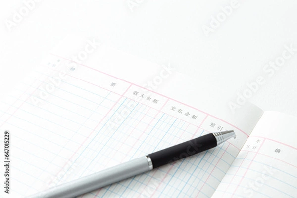 Fototapeta 白背景に帳簿
