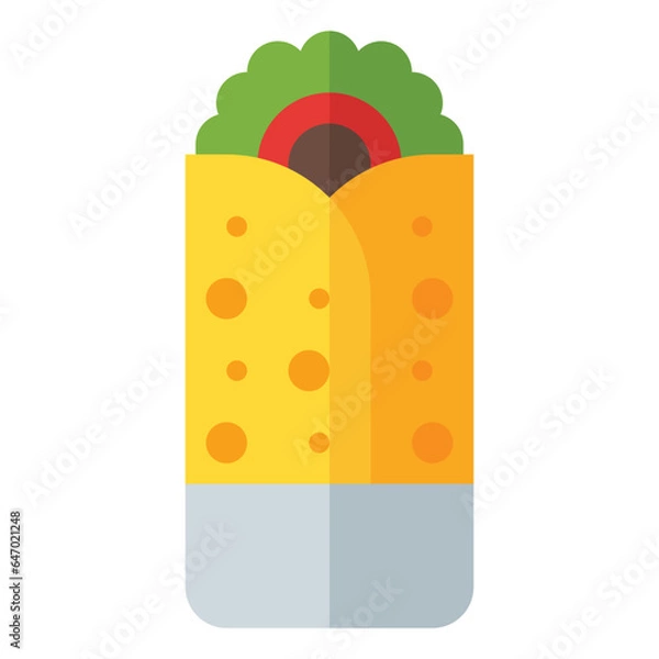 Fototapeta burrito icon in flat style isolated on transparent background. Fastfood icon, vector illustration for graphic design projects