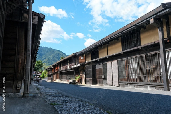 Fototapeta 中山道の有名な宿場町である妻籠宿