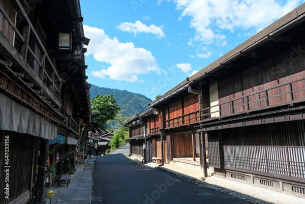 Fototapeta 中山道の有名な宿場町である妻籠宿