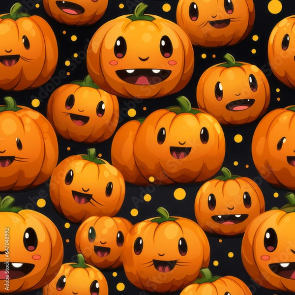 Fototapeta Halloween Jack O Lantern Seamless Patterns