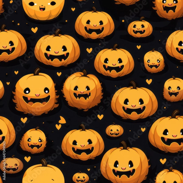 Fototapeta Halloween Jack O Lantern Seamless Patterns
