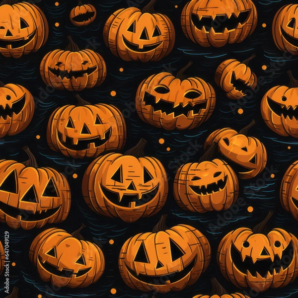 Fototapeta Halloween Jack O Lantern Seamless Patterns