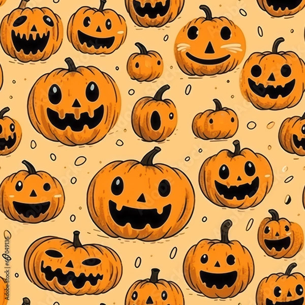 Fototapeta Halloween Jack O Lantern Seamless Patterns