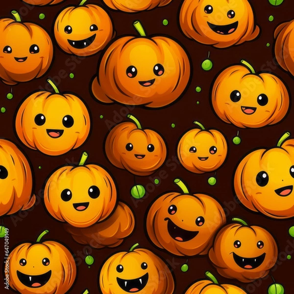Fototapeta Halloween Jack O Lantern Seamless Patterns