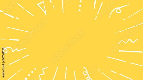 Obraz 手描きのポップなラクガキ放射背景　黄色　16:9