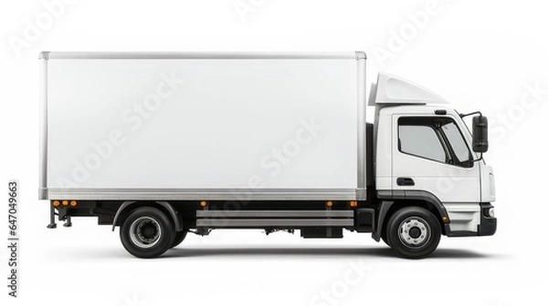 Fototapeta White Delivery Truck Side View. generative AI