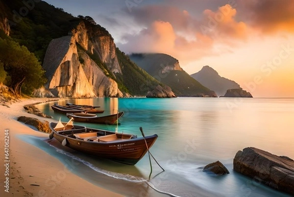 Obraz boats at sunset