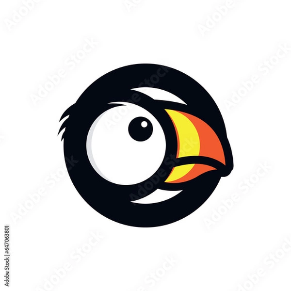 Obraz puffin bird head with feathers. vector logo