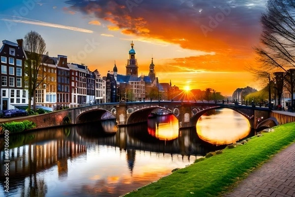 Obraz sunset over the river