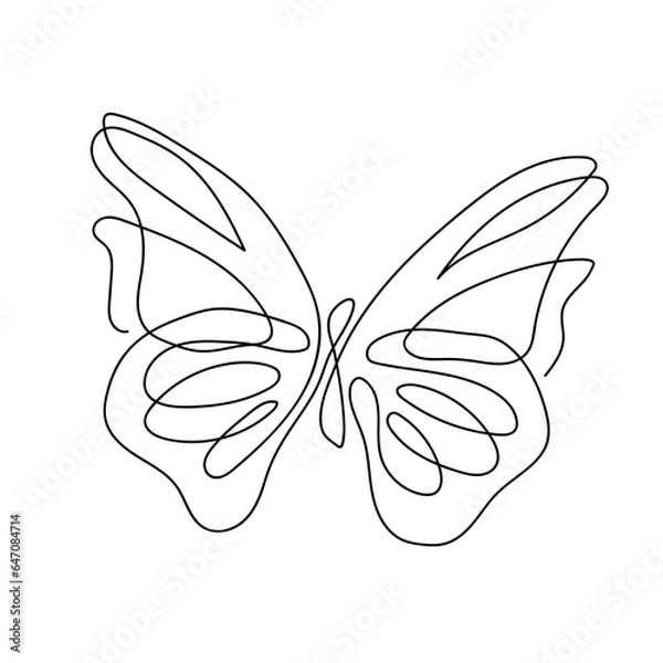 Fototapeta Abstract one line drawing style butterfly