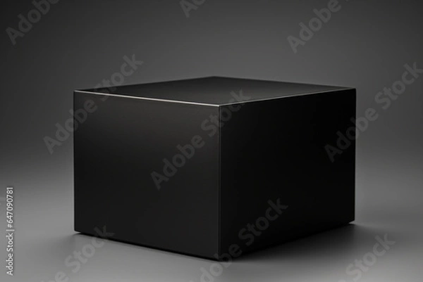 Obraz A paper black mockup display box on a dark grey background for presentation