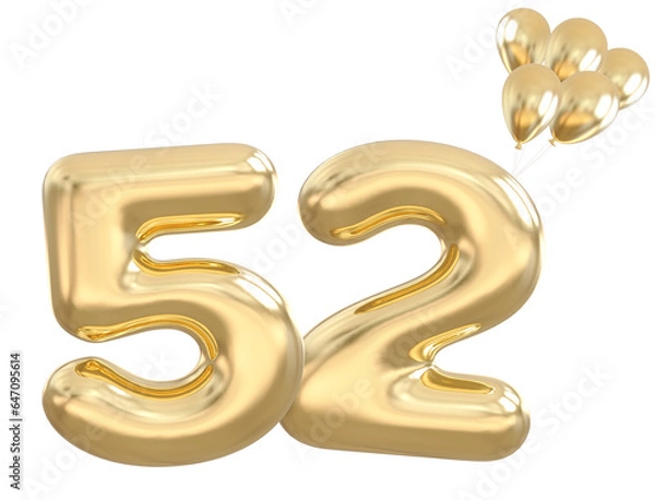 Fototapeta 52 nd anniversary - gold number anniversary