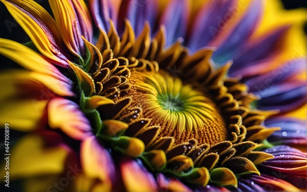 Fototapeta Sunflower, macro perspective with high contrast