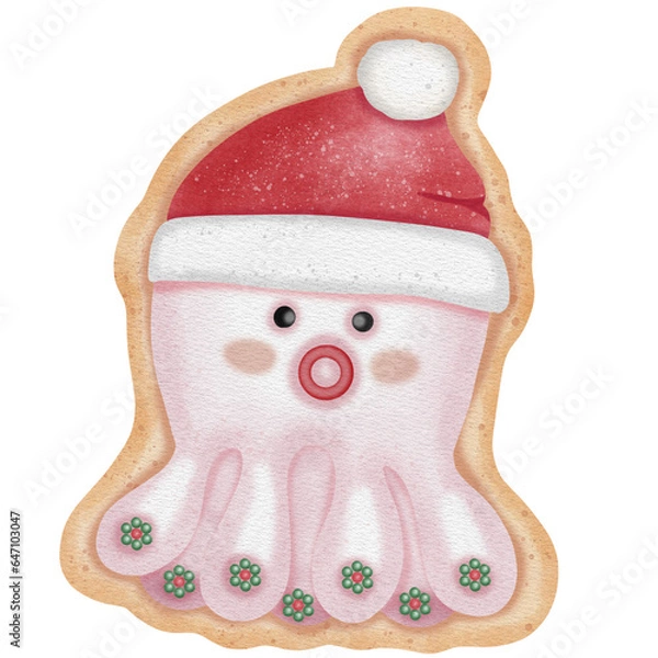 Fototapeta Squid Christmas cookie