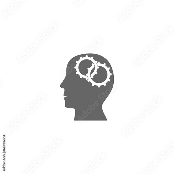 Fototapeta Gears in head icon isolated on transparent background