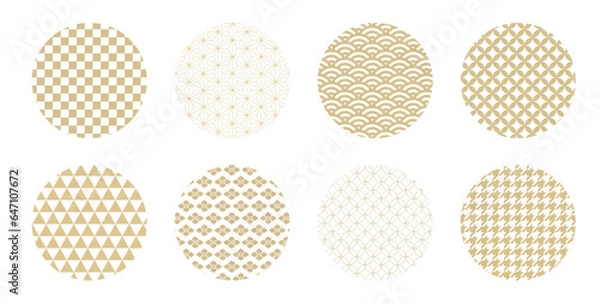 Fototapeta 金色の円形の和柄セット