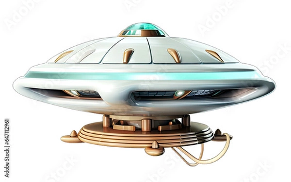 Fototapeta UFO vector icon 3d shiny modern cartoon style isolated transparent background Png V1
