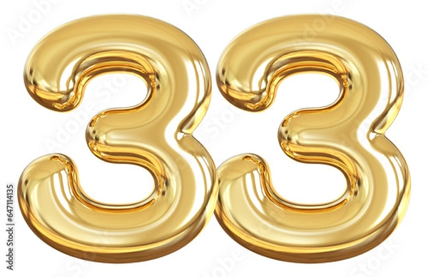 Fototapeta balloon number 33 - gold number