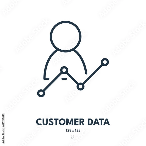 Obraz Customer Data Icon. Client, Consumer, Metrics. Editable Stroke. Simple Vector Icon