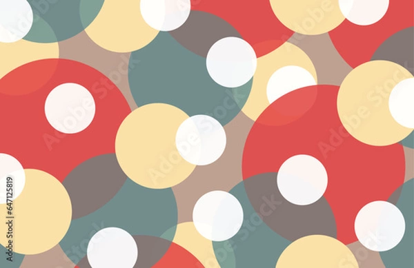 Obraz Circle shape and form. Overlap circle vector pattern. Polka dots pattern. Abstract vector. Simplicity.Gift wrap. Postcard.Graphic design. Fabric. Bubble. Decorative. Red,Blue,Yellow,White colours. 