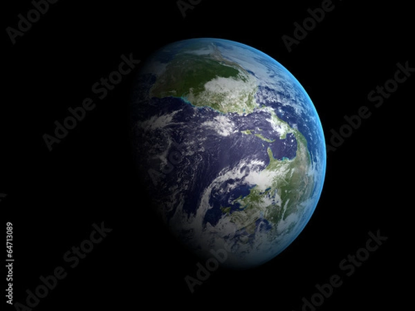 Fototapeta 3D rendering of the planet Earth on a starry background, high re
