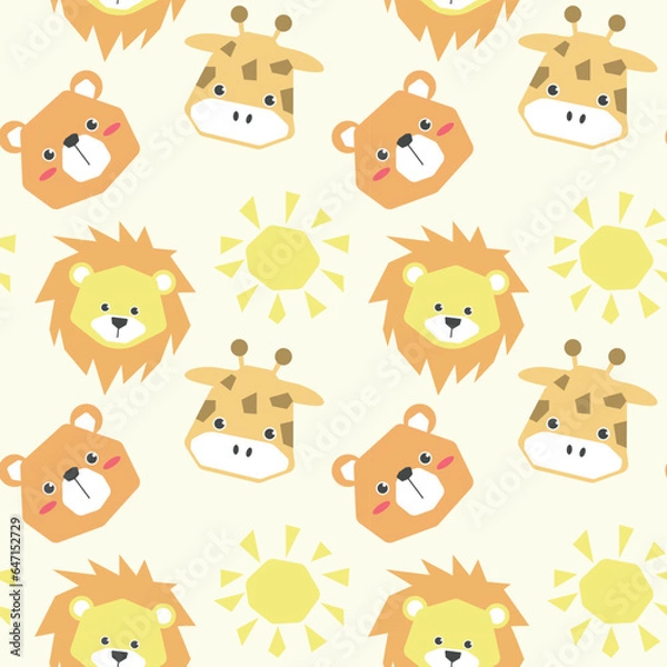 Fototapeta Cute animals kids seamless patterns